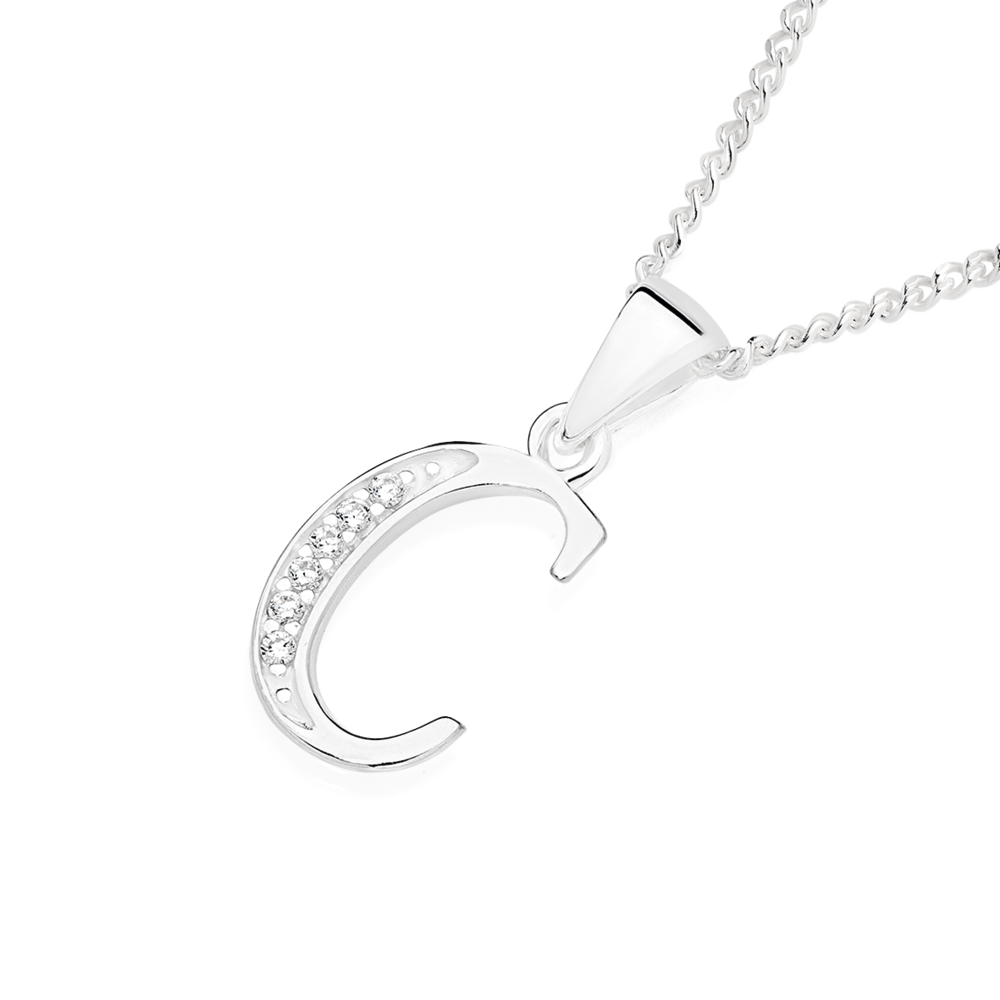 Sterling Silver Initial C Pendant | H.Samuel