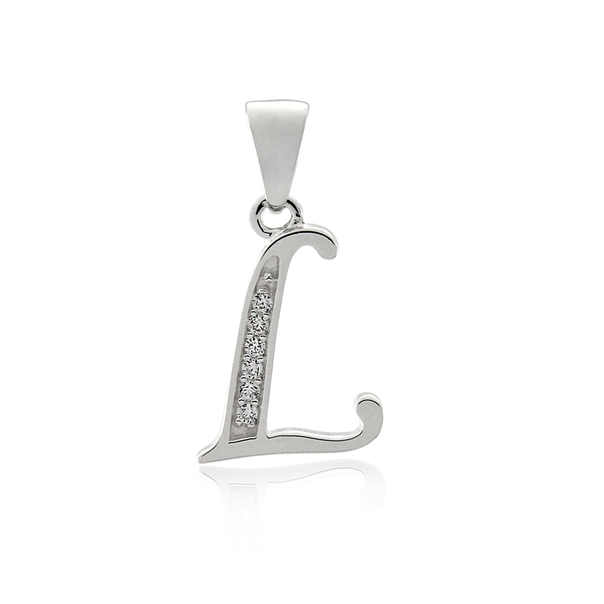 Sterling Silver Cubic Zirconia Initial L Letter Pendant
