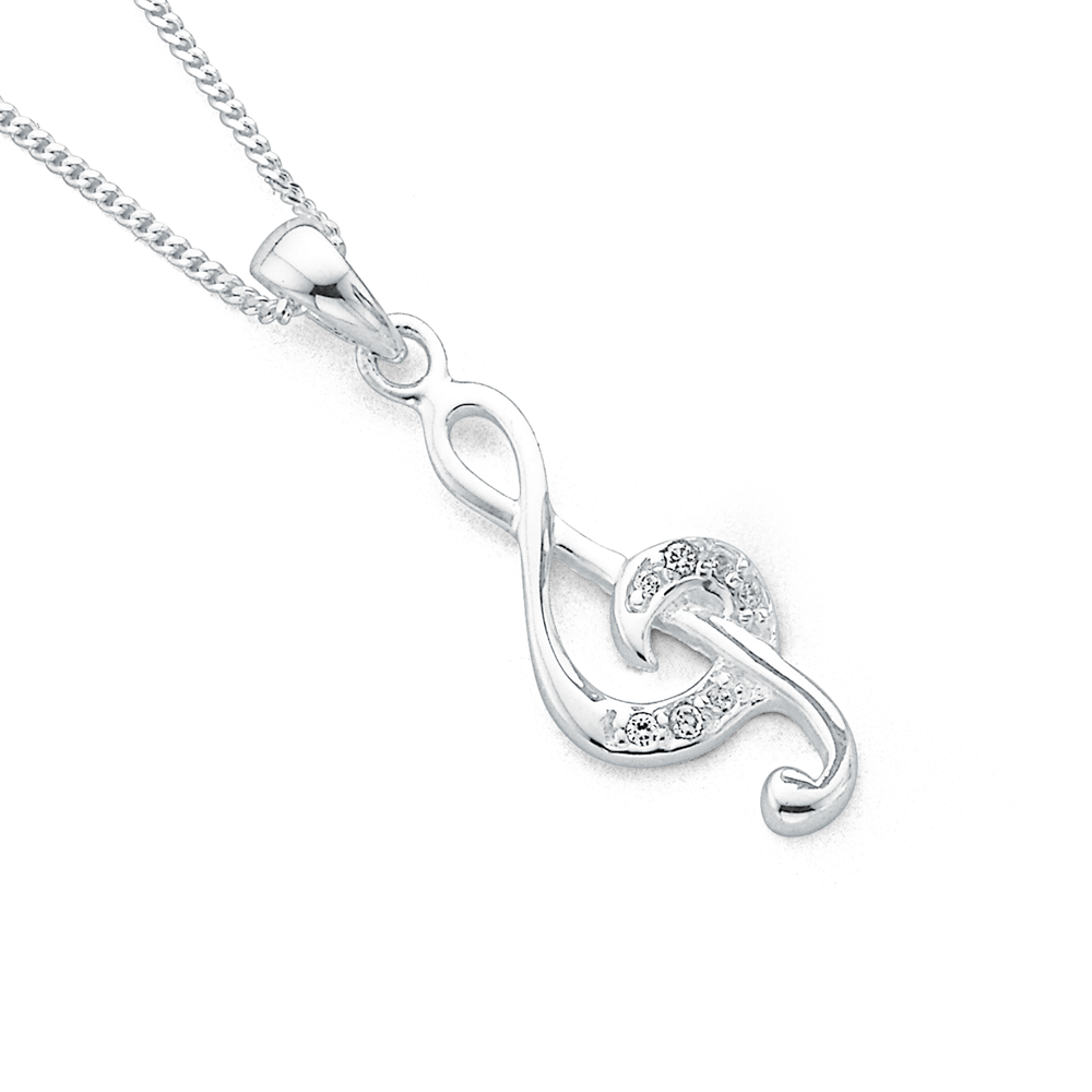 Sterling silver hotsell music note necklace