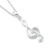 Sterling Silver Cubic Zirconia Musical Note Pendant