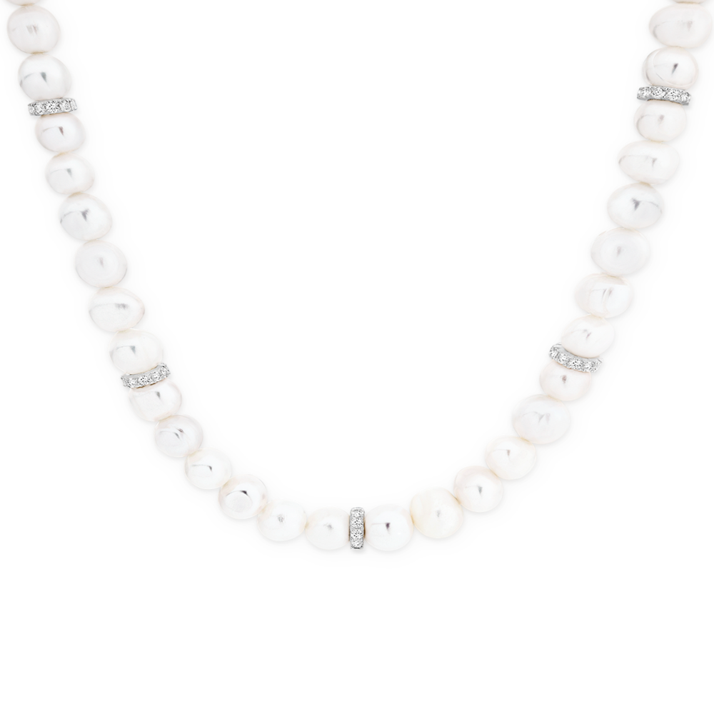 Silver 50cm 7mm Cult F w Pearl Necklace in White Prouds