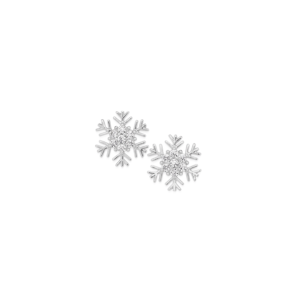 Sterling Silver Cubic Zirconia Snowflake Earrings