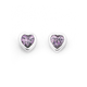 Sterling Silver Cubic Zirconia Violet Heart Studs