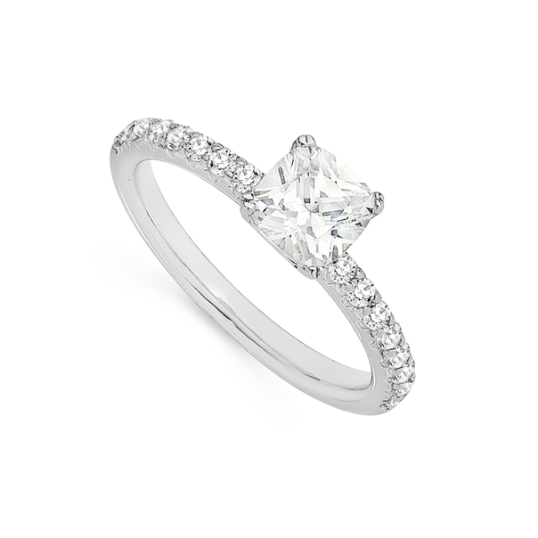 Sterling Silver Cushion CZ Band Ring