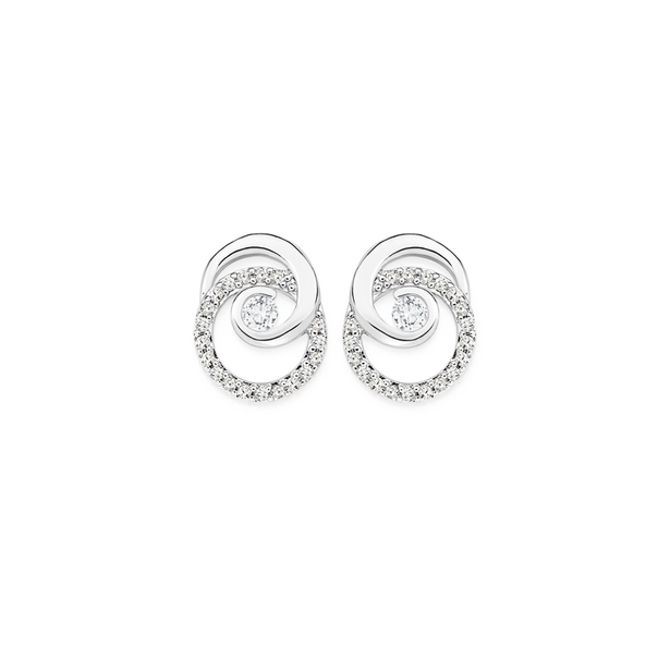 Sterling Silver CZ Circle Earrings