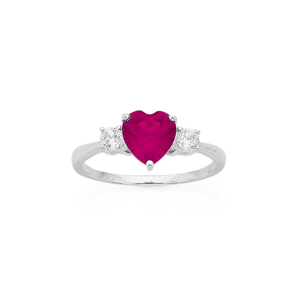 Sterling Silver Cz Heart Ring in Pink Prouds