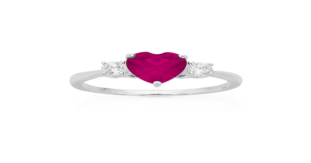 Sterling Silver Cz Heart Ring in Pink Prouds