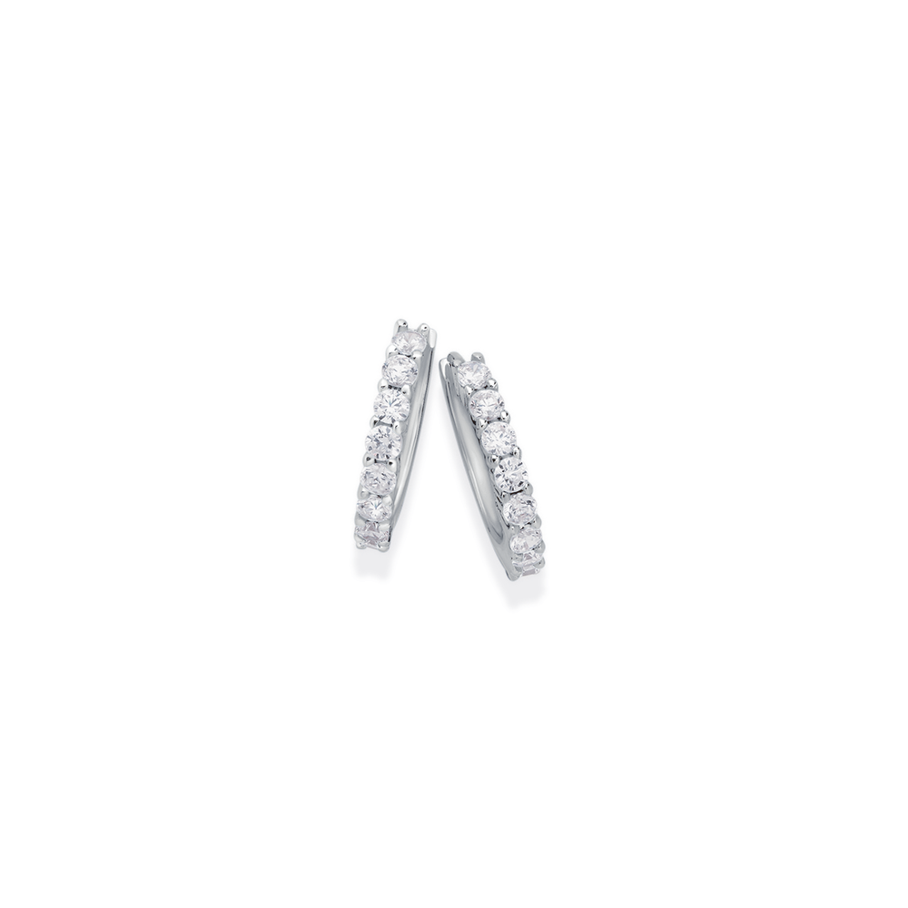 Sterling Silver Cz Huggie Earrings in White Prouds