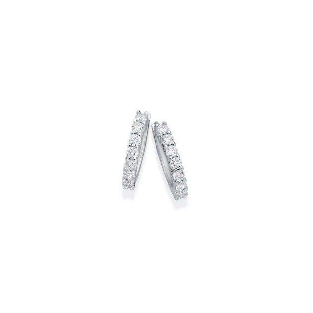 Sterling Silver Cz Huggie Earrings in White | Prouds