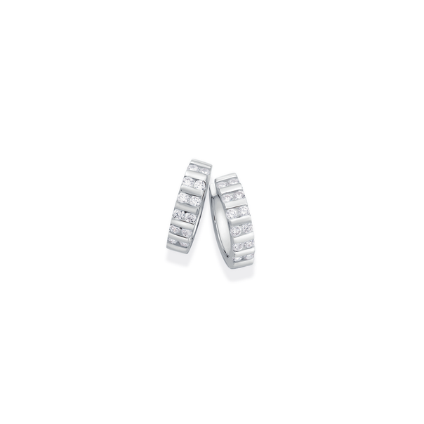 Sterling Silver CZ Huggie Earrings