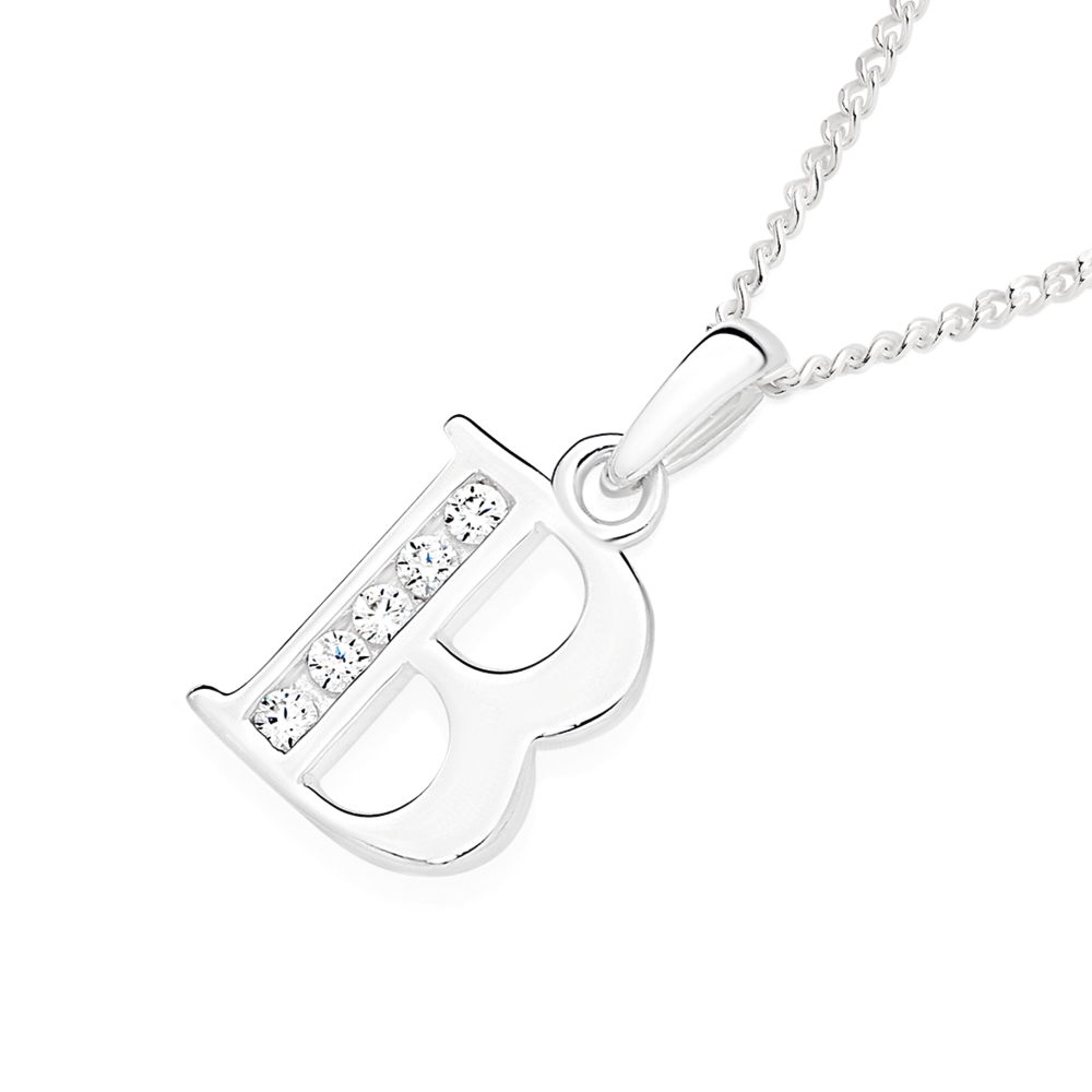 Sterling silver letter b necklace hotsell