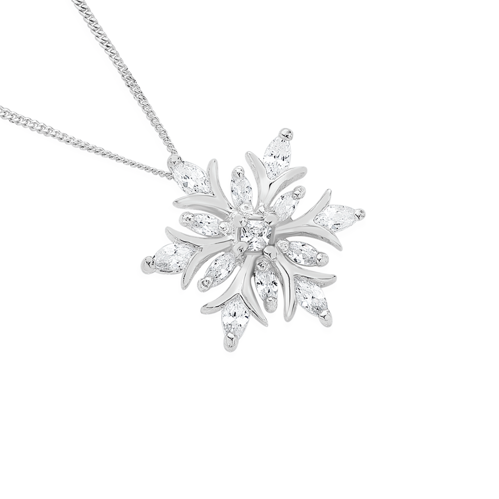 Silver Etched Snowflake Necklace. Winter. Ski. Let It Snow! | eBay