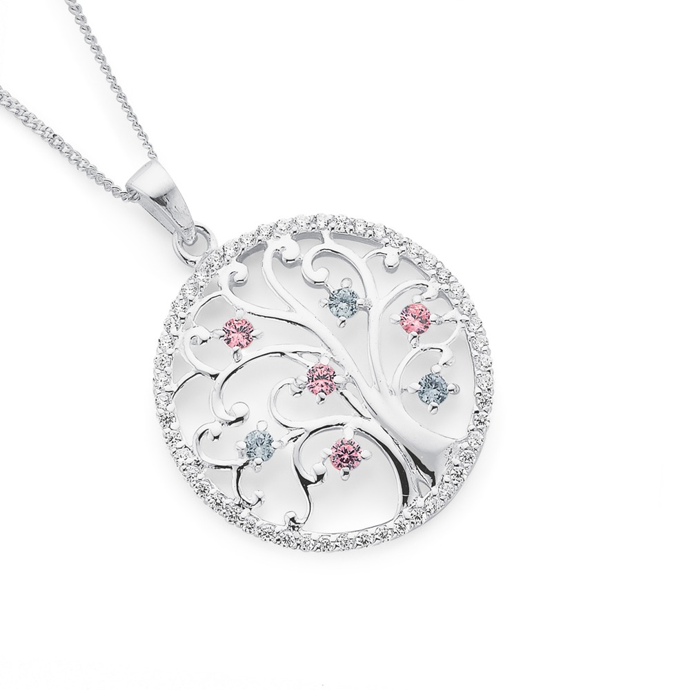Sterling Silver CZ Tree of Life Pendant 