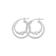 Sterling Silver Double Hoop Face and Plain Ball Earrings