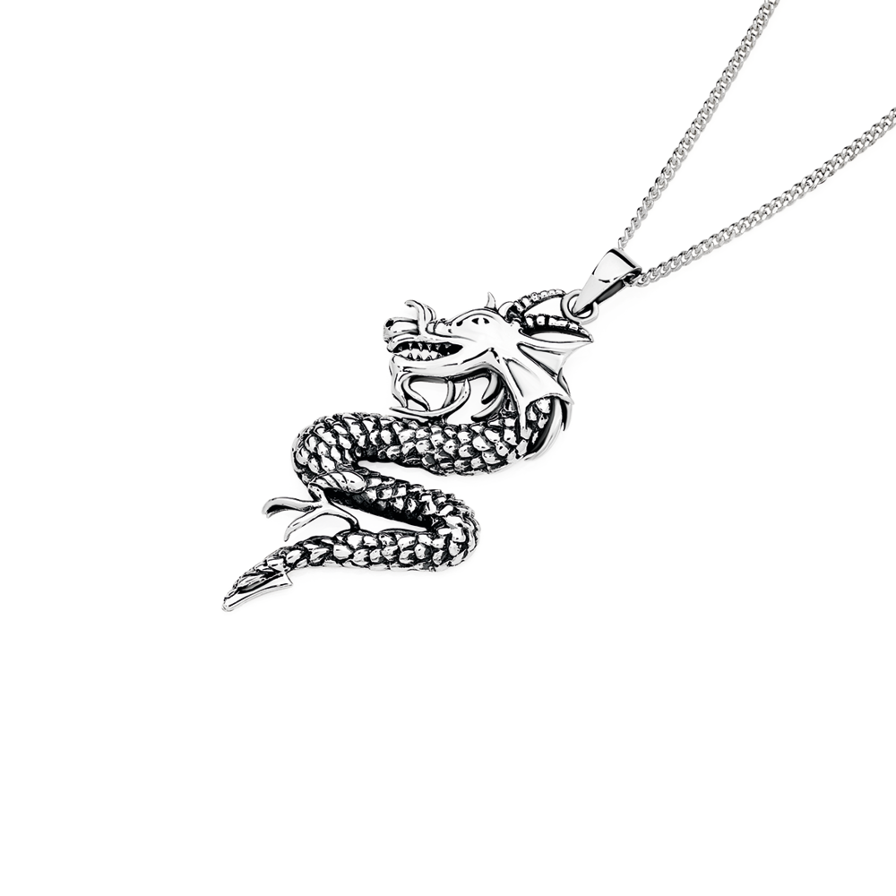 Top 80+ sterling silver dragon necklace - POPPY