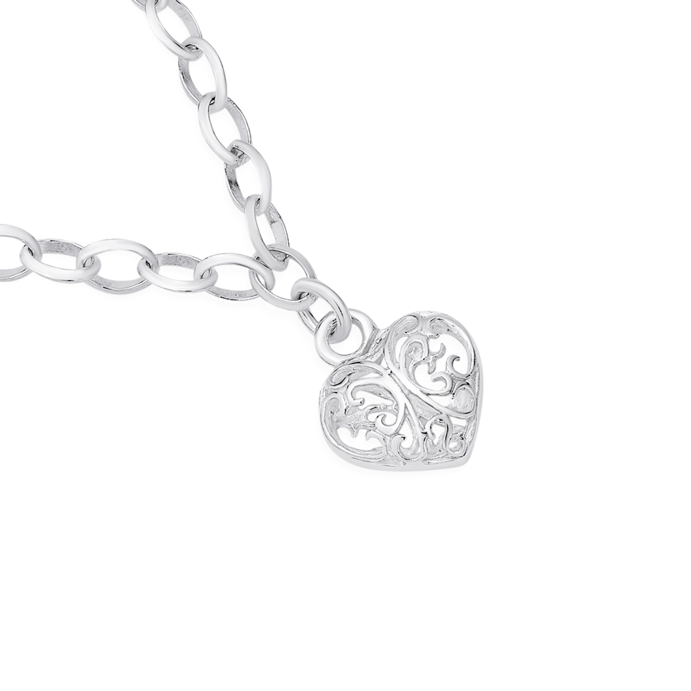 Beautiful Heart Charm Bracelet 925 Sterling Silver Women Girls Jewelry Gift  UK