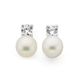 Sterling Silver Fresh Water Pearl & Cubic Zirconia Stud Earrings