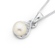 Sterling Silver Freshwater Pearl & Cubic Zirconia Crossover Pendant
