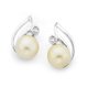 Sterling Silver Freshwater Pearl & Cubic Zirconia Earrings