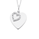 Sterling Silver Heart Disc and Cubic Zirconia Heart Pendant