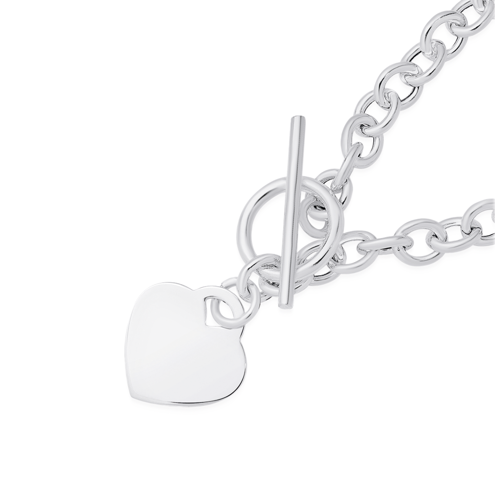 silver linked heart bracelet with heart charm  Tales From The Earth