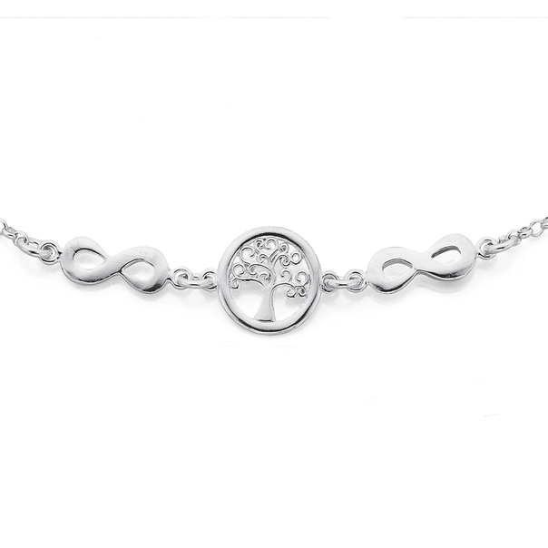 Sterling Silver Infinity & Tree Of Life Bracelet