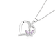 Sterling Silver Lavender Cubic Zirconia Butterfly Heart Pendant