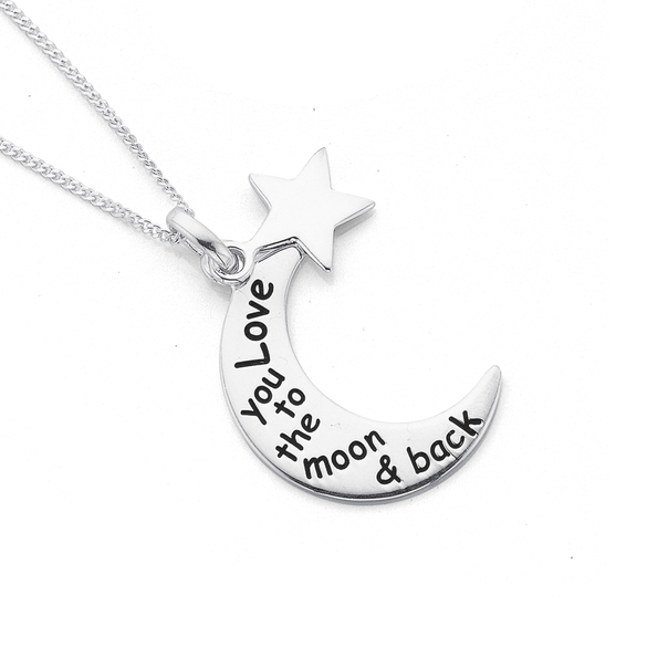 Sterling Silver Love You To The Moon Pendant with Star