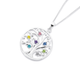 Sterling Silver Multi-Colour CZ Tree of Life Round Pendant