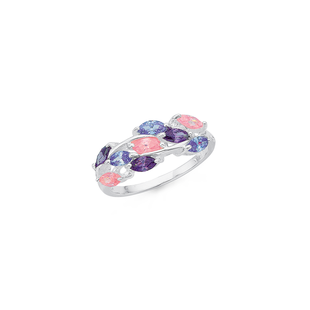 Sterling Silver Multi-Colour Marquise CZ Ring