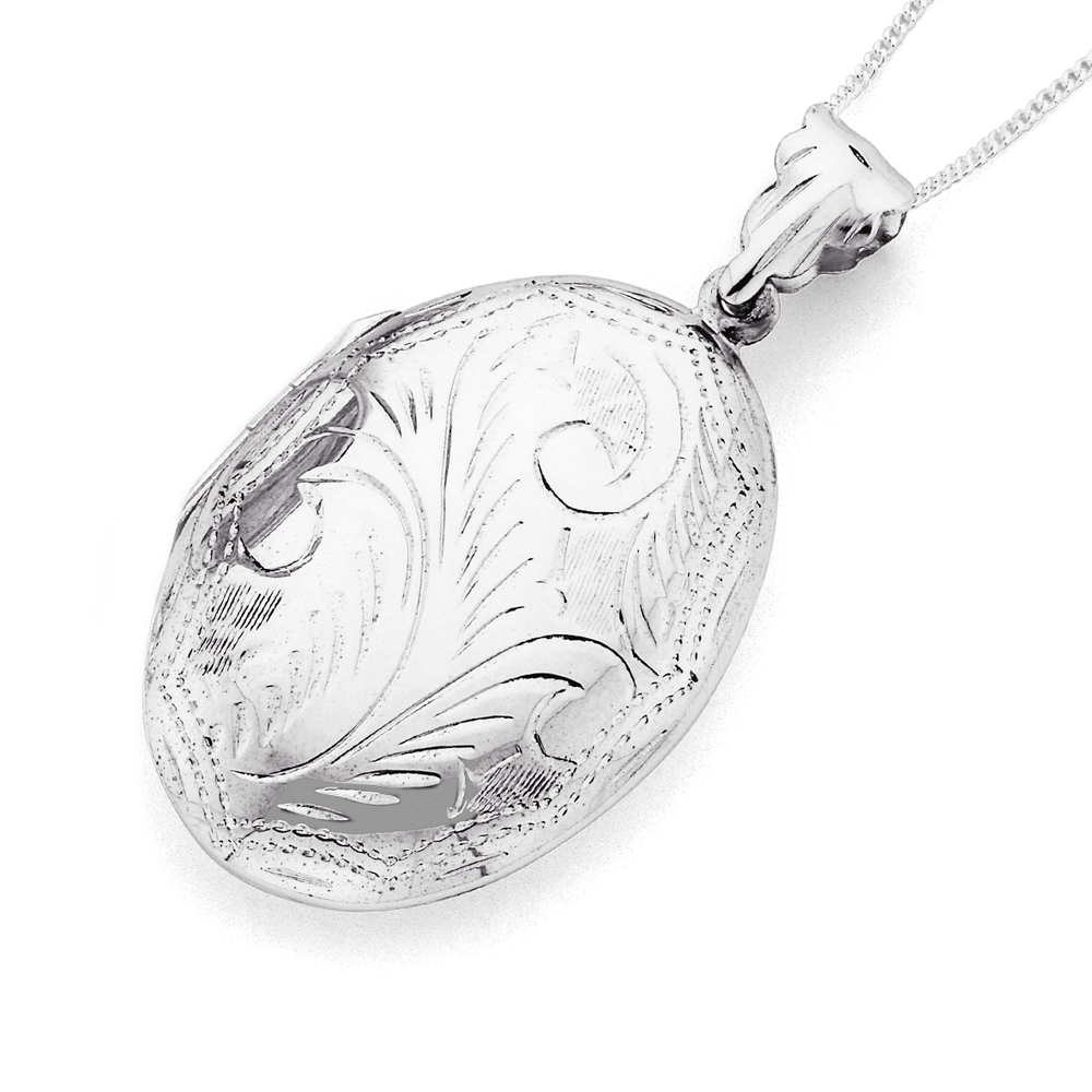 Sterling Silver Locket Oval Pendant