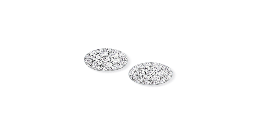Sterling Silver Pave Cubic Zirconia Ball Stud Earrings in White Prouds