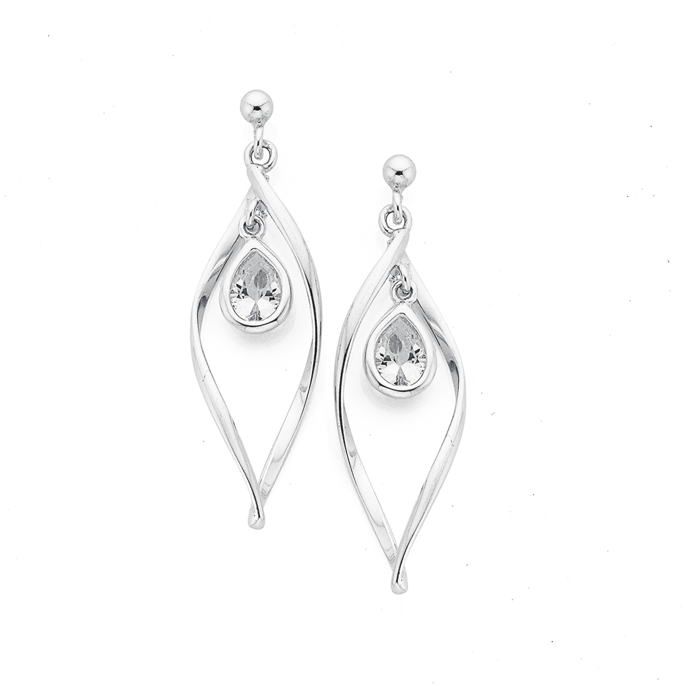 Silver zirconia earrings deals