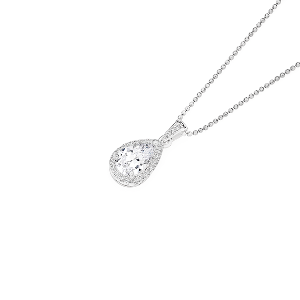 Sterling Silver Pear CZ Cluster Pendant