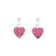 Sterling Silver Pink Crystal Heart Drop Stud Earrings