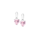 Sterling Silver Pink Cubic Zirconia Heart Drop Earrings