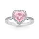 Sterling Silver Pink CZ Heart Cluster Ring