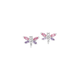 Sterling Silver Pink & Lavender Cubic Zircnoia Dragonfly Studs