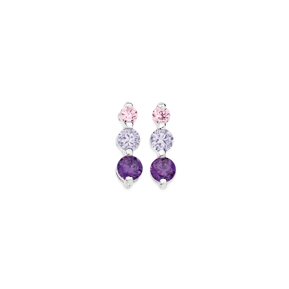Sterling Silver Pink Lavender Violet Cubic Zirconia Earrings