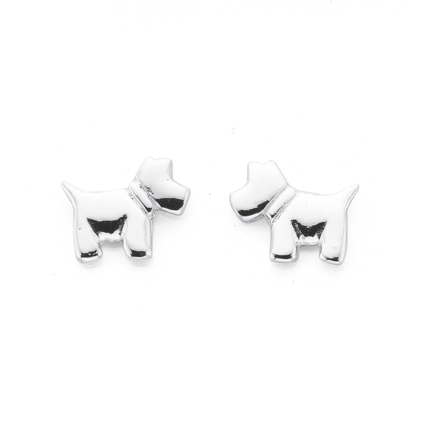 Sterling Silver Puppy Stud Earrings