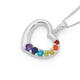 Sterling Silver Rainbow Cubic Zirconia Heart Pendant