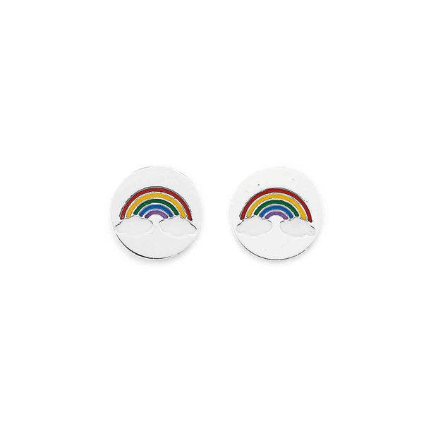 Sterling Silver Rainbow Round Earrings