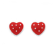 Sterling Silver Red Polka Dot Heart Studs