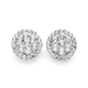 Sterling Silver Round Cubic Zirconia Cluster Stud Earrings