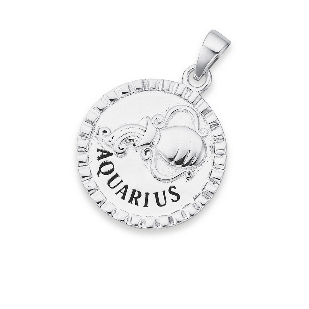 Sterling Silver Round Fancy Edge Zodiac 