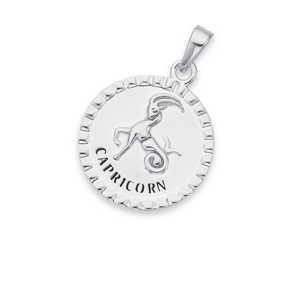 Sterling Silver Round Fancy Edge Zodiac 