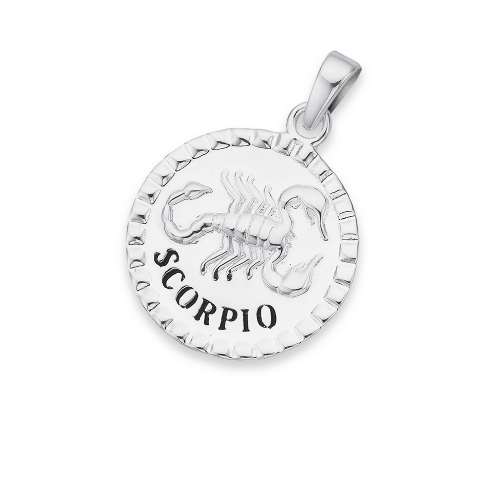 Sterling Silver Round Fancy Edge Zodiac 
