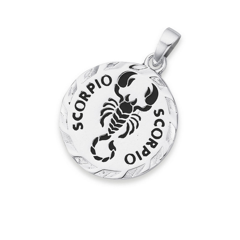 Sterling Silver Scallop Edge Zodiac 