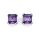 Sterling Silver Square Violet Cubic Zirconia Studs