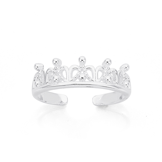 Queen Of The Ring Crown Silver Adjustable 925 Silver Toe Ring